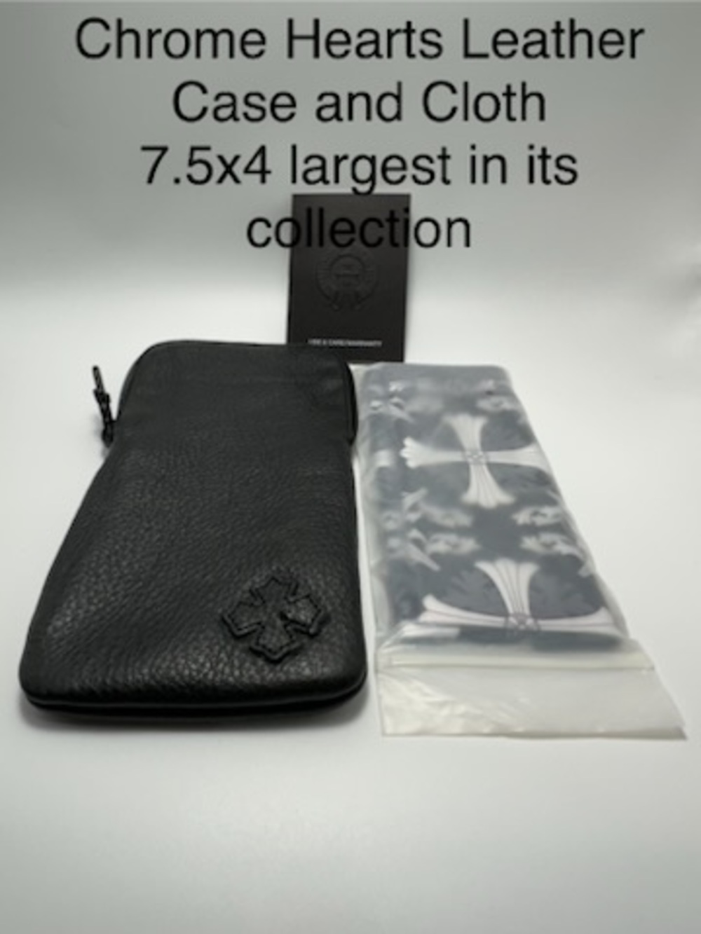 Chrome Hearts Soft Leather Case with Dagger Zipper and Cloth - Largest Size